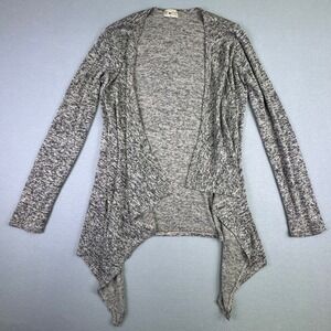 Free People Free Kisses Women's Gray & Tan‎ Speckled Drape Cardigan Sweater M